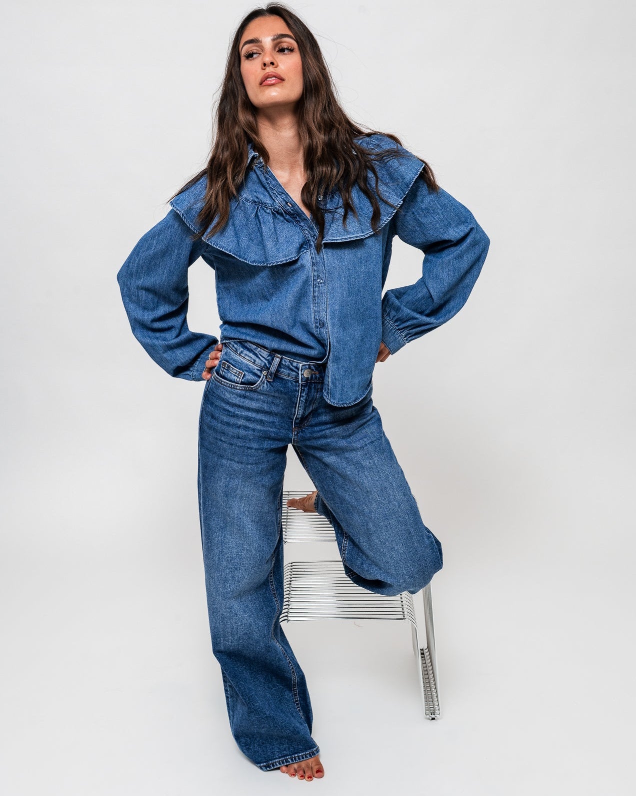 VMSANDIE Wide Jeans - Medium Blue Denim